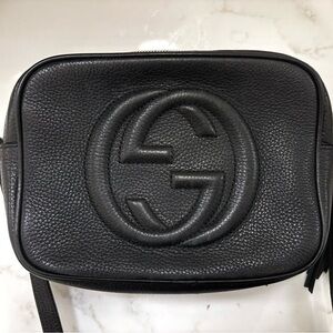 Authentic Black Leather Gucci SoHo Disco Crossbody Bag